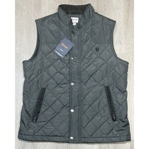 Heybo Quilted Vest Mens Size Small Black Charcoal Full Zip Lightweight NWT